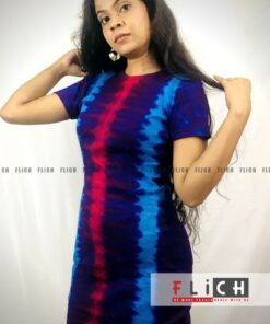 FLiCH Round Neck Tie-Dye Bodycon Dress for Women