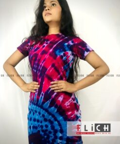 FLiCH Round Neck Tie-Dye Bodycon Dress for Women